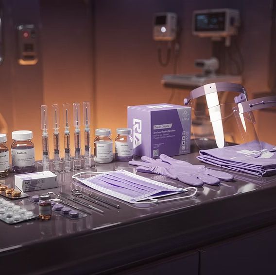 Medical supplies and equipment in a clinical setting